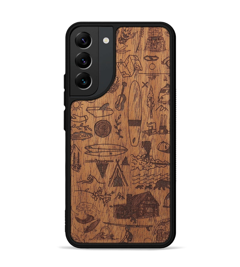 Galaxy S22 Plus Wood+Resin Phone Case - Collage - Mahogany (Curated)