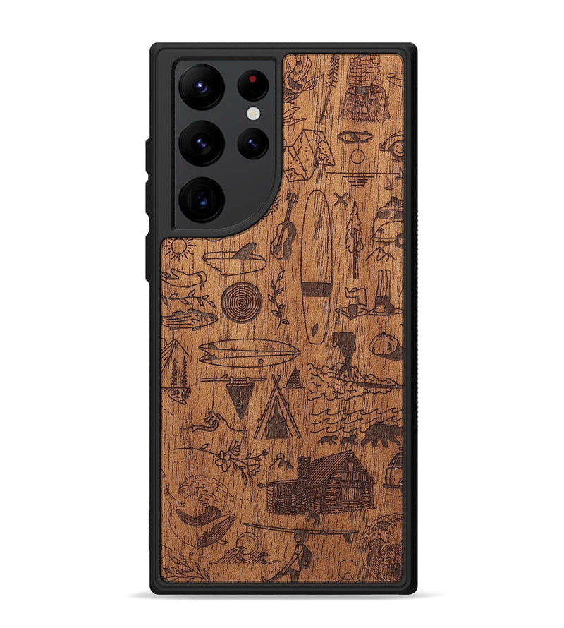 Galaxy S22 Ultra Wood+Resin Phone Case - Collage - Mahogany (Curated)