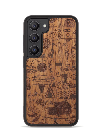 Galaxy S23 Wood+Resin Phone Case - Collage - Mahogany (Curated)