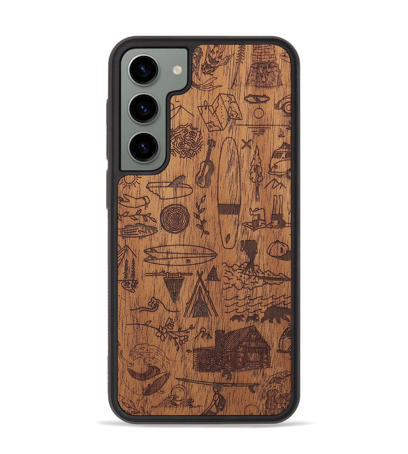 Galaxy S23 Plus Wood+Resin Phone Case - Collage - Mahogany (Curated)