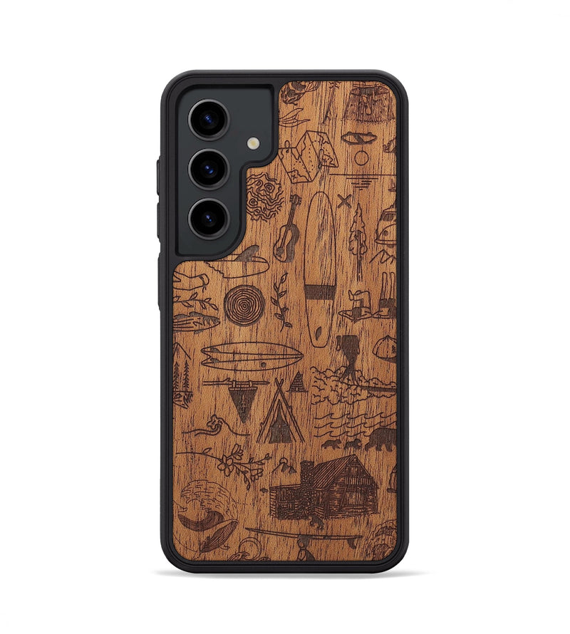 Galaxy S24 Wood+Resin Phone Case - Collage - Mahogany (Curated)