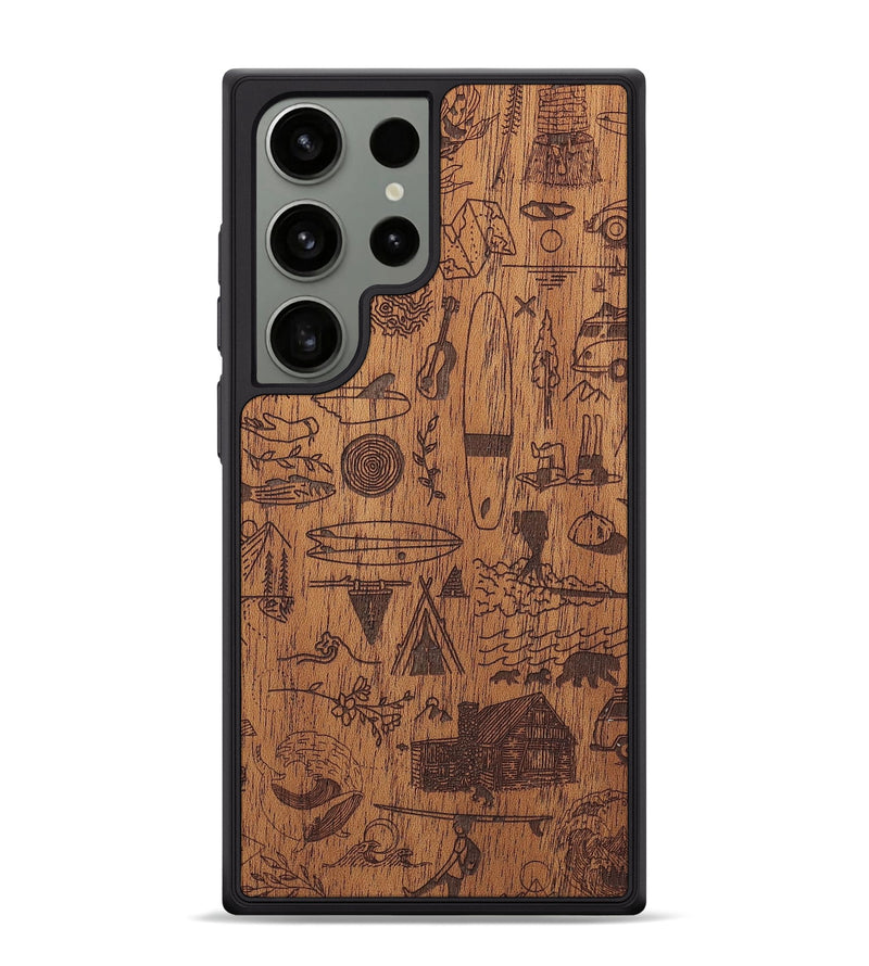 Galaxy S24 Ultra Wood+Resin Phone Case - Collage - Mahogany (Curated)