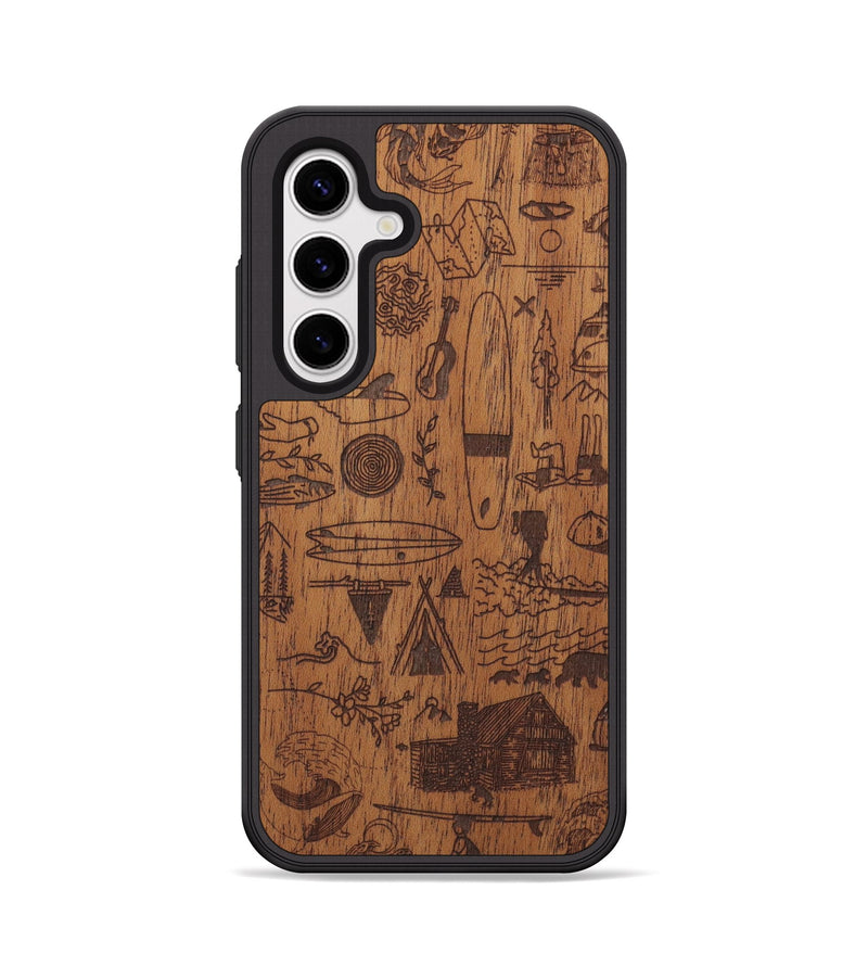 Galaxy S25 Wood Phone Case - Collage - Mahogany (Curated, 706268)