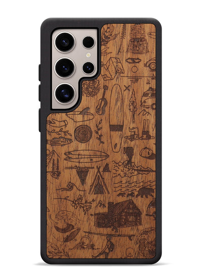 Galaxy S25 Ultra Wood Phone Case - Collage - Mahogany (Curated, 706268)