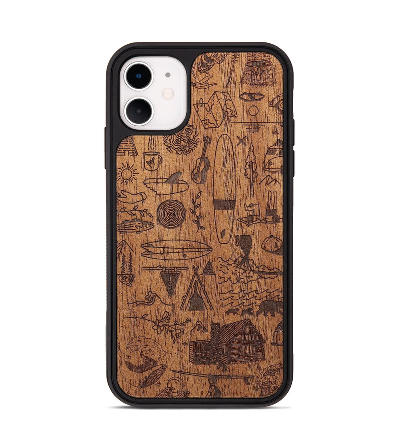 iPhone 11 Wood+Resin Phone Case - Collage - Mahogany (Curated)