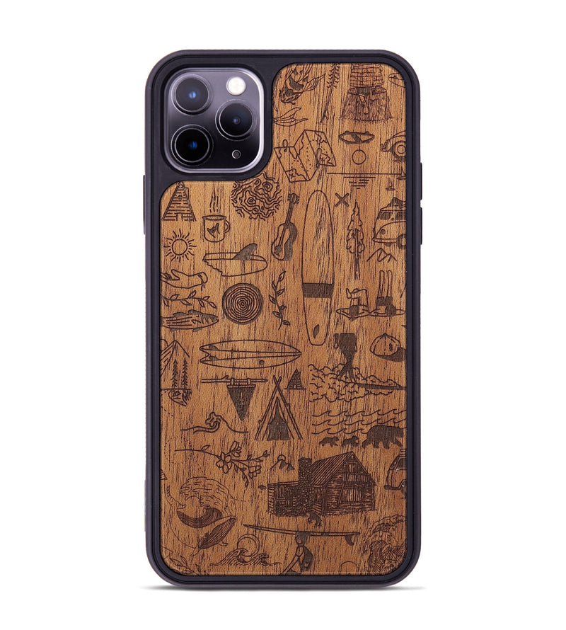 iPhone 11 Pro Max Wood+Resin Phone Case - Collage - Mahogany (Curated)