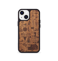 iPhone 13 mini Wood+Resin Phone Case - Collage - Mahogany (Curated)