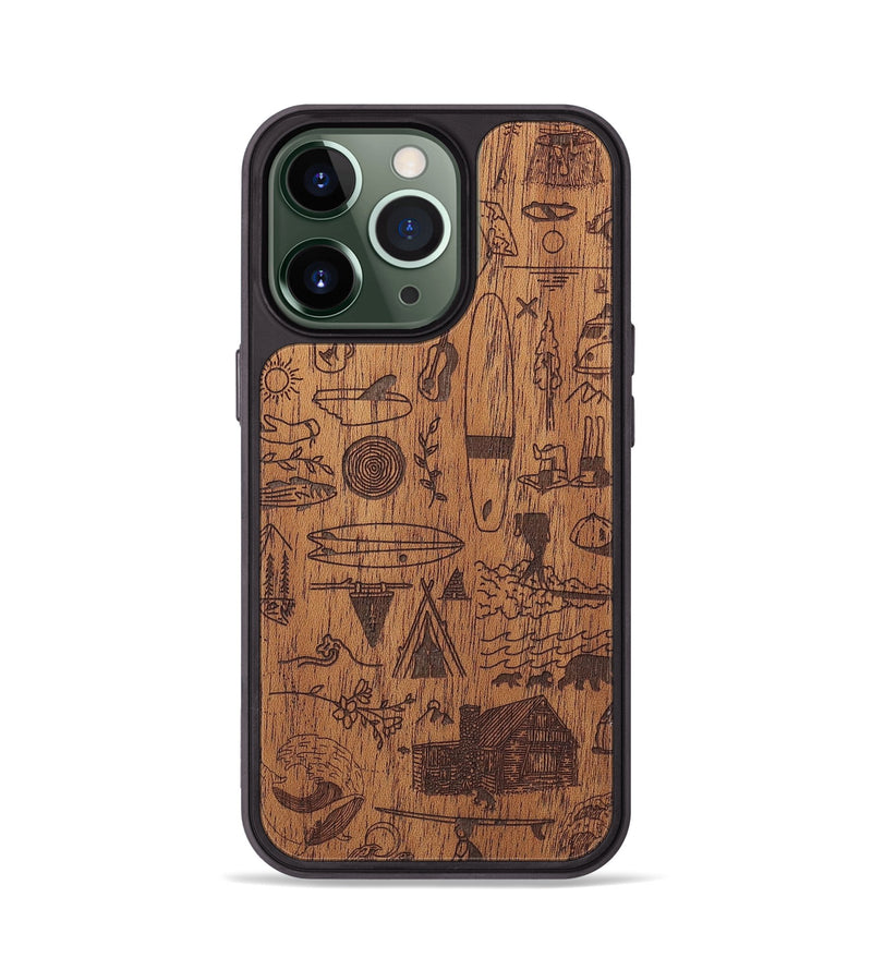 iPhone 13 Pro Wood+Resin Phone Case - Collage - Mahogany (Curated)