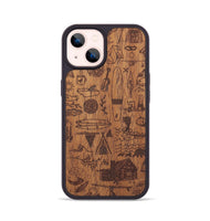 iPhone 14 Wood+Resin Phone Case - Collage - Mahogany (Curated)