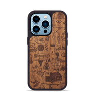 iPhone 14 Pro Wood+Resin Phone Case - Collage - Mahogany (Curated)