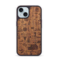 iPhone 15 Wood+Resin Phone Case - Collage - Mahogany (Curated)