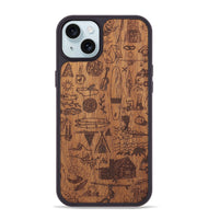 iPhone 15 Plus Wood+Resin Phone Case - Collage - Mahogany (Curated)