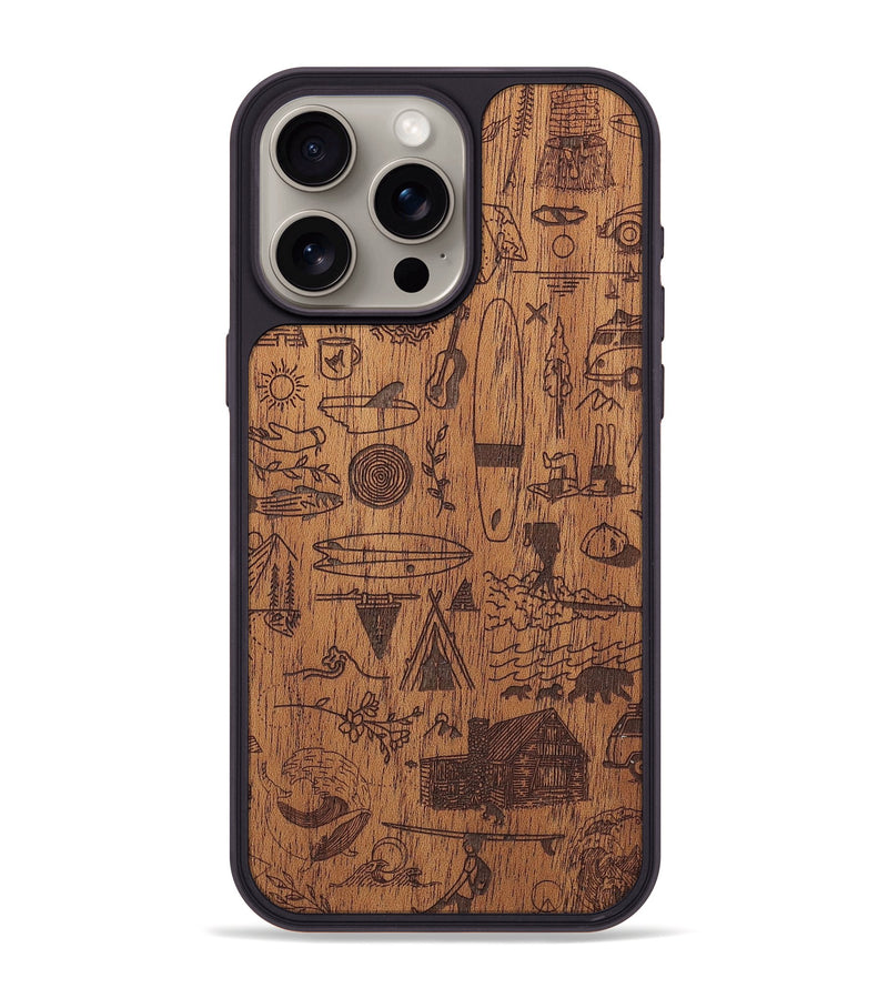 iPhone 15 Pro Max Wood+Resin Phone Case - Collage - Mahogany (Curated)