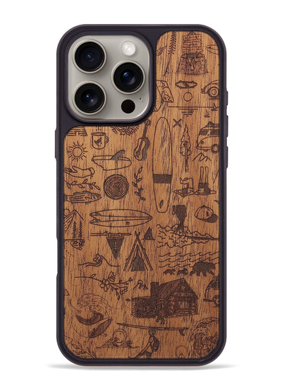 iPhone 16 Pro Max Wood+Resin Phone Case - Collage - Mahogany (Curated)