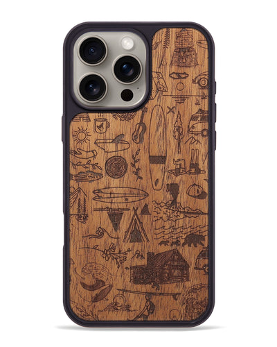 iPhone 16 Pro Max Wood+Resin Phone Case - Collage - Mahogany (Curated)