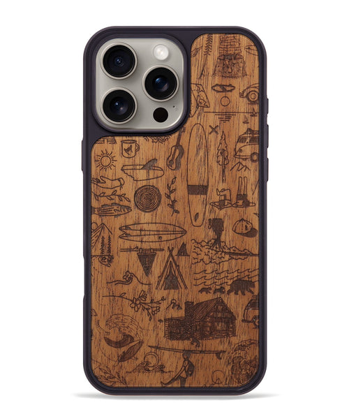 iPhone 16 Pro Max Wood Phone Case - Collage - Mahogany (Curated)