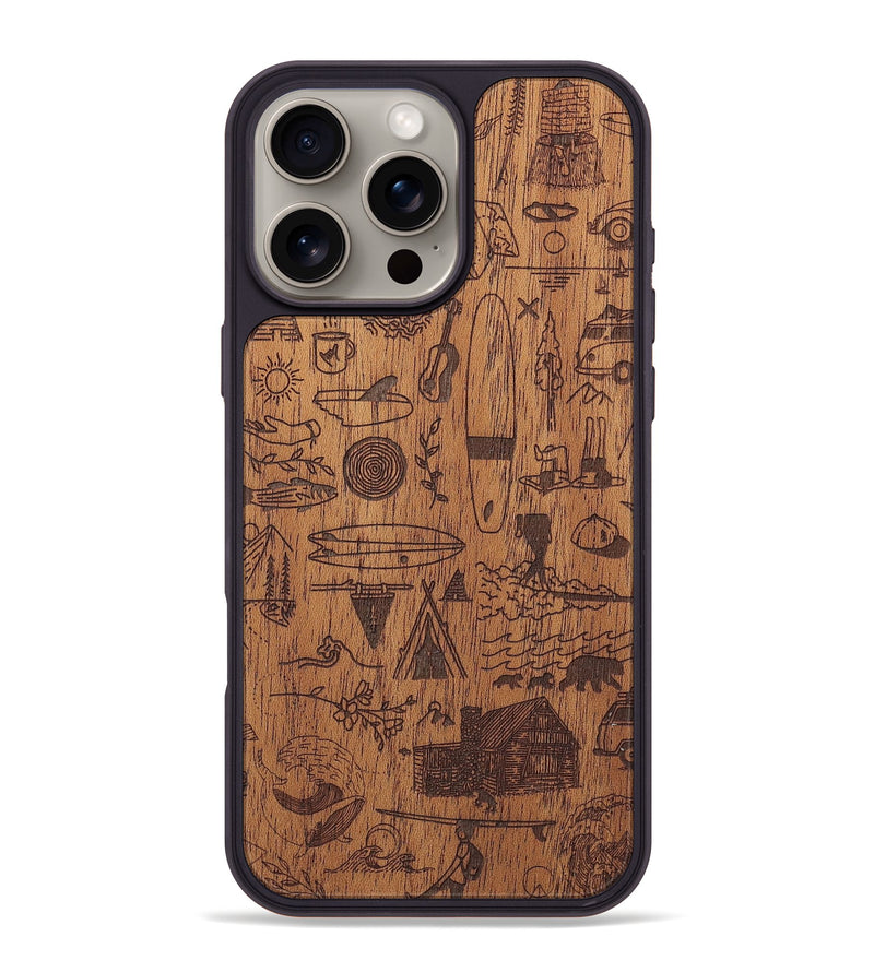 iPhone 16 Pro Max Wood+Resin Phone Case - Collage - Mahogany (Curated)