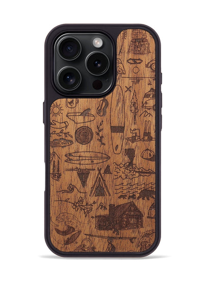 iPhone 16 Pro Wood+Resin Phone Case - Collage - Mahogany (Curated)