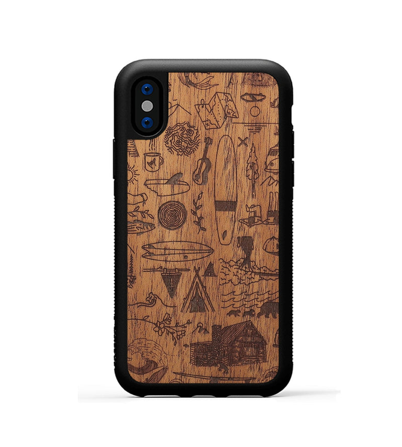 iPhone Xs Wood+Resin Phone Case - Collage - Mahogany (Curated)