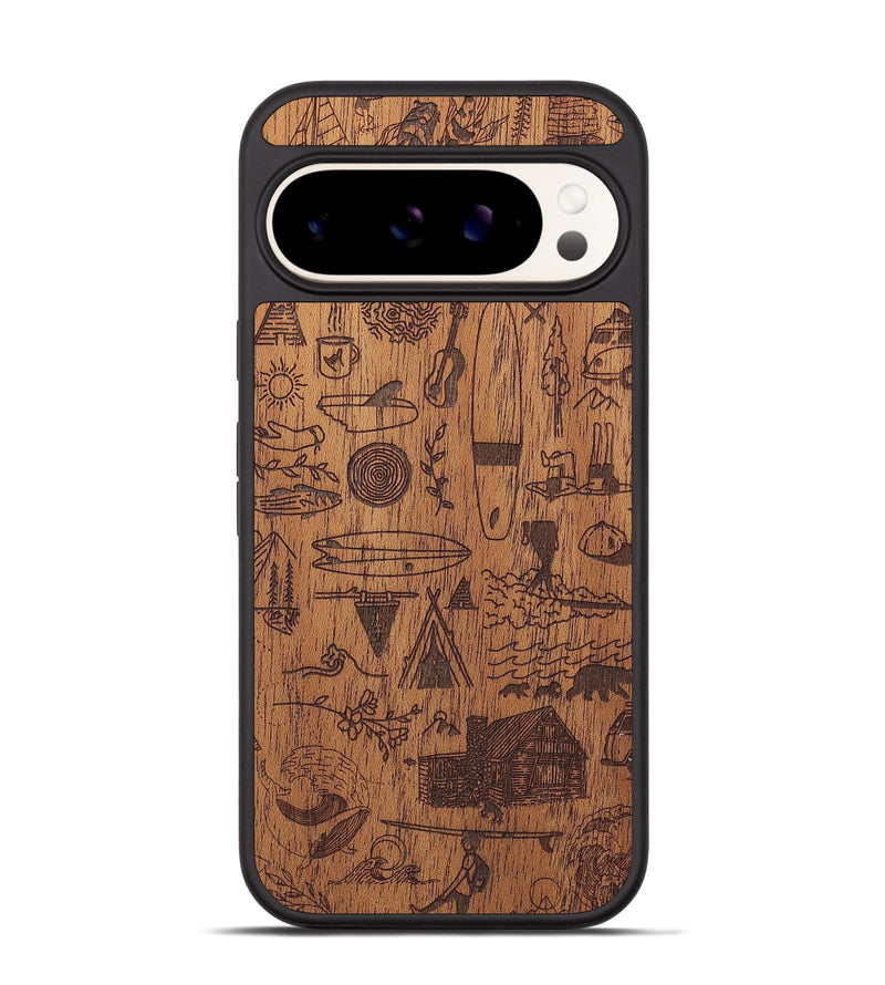 Pixel 9 Wood+Resin Phone Case - Collage - Mahogany (Curated)