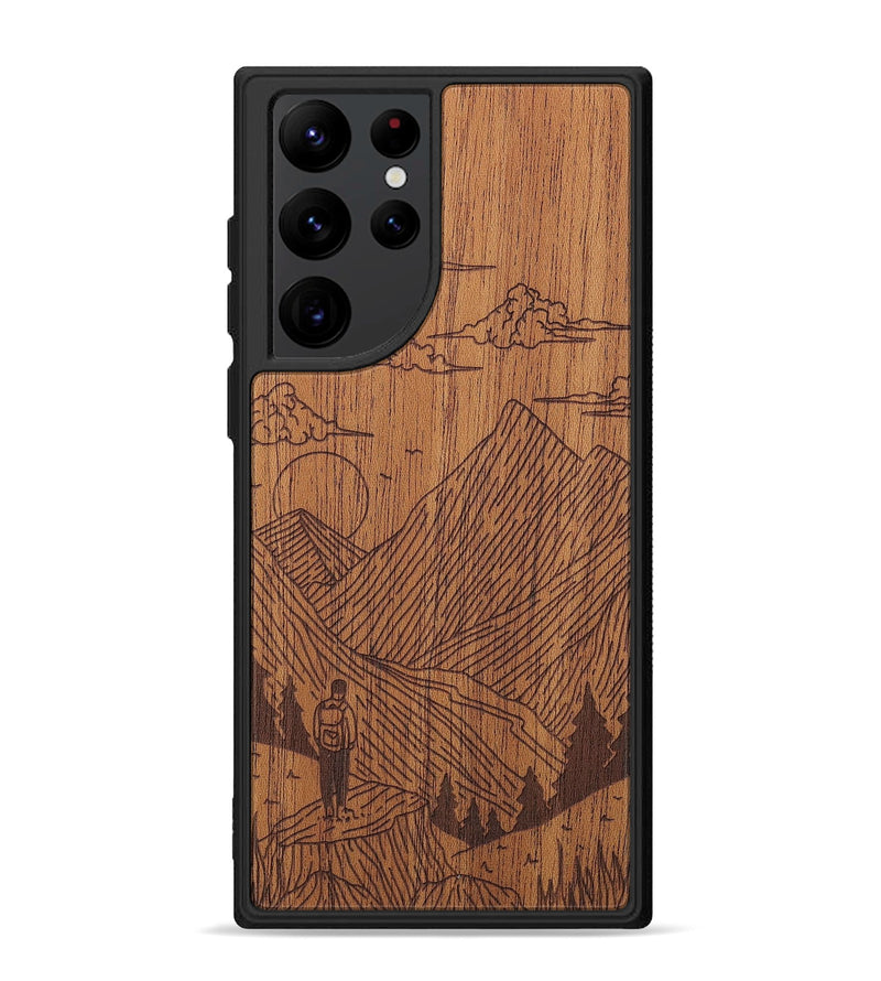 Galaxy S22 Ultra Wood+Resin Phone Case - Roaming - Mahogany (Curated)