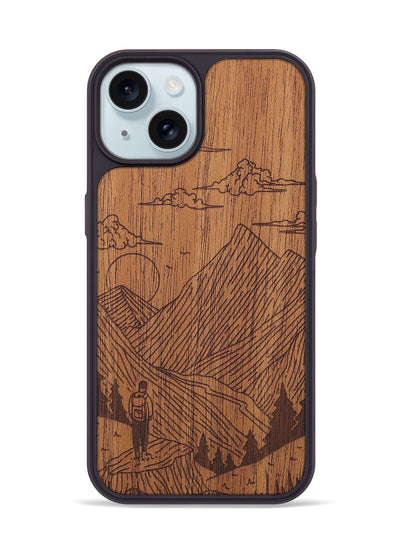 iPhone 15 Wood+Resin Phone Case - Roaming - Mahogany (Curated)