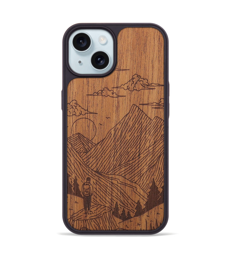 iPhone 15 Wood+Resin Phone Case - Roaming - Mahogany (Curated)