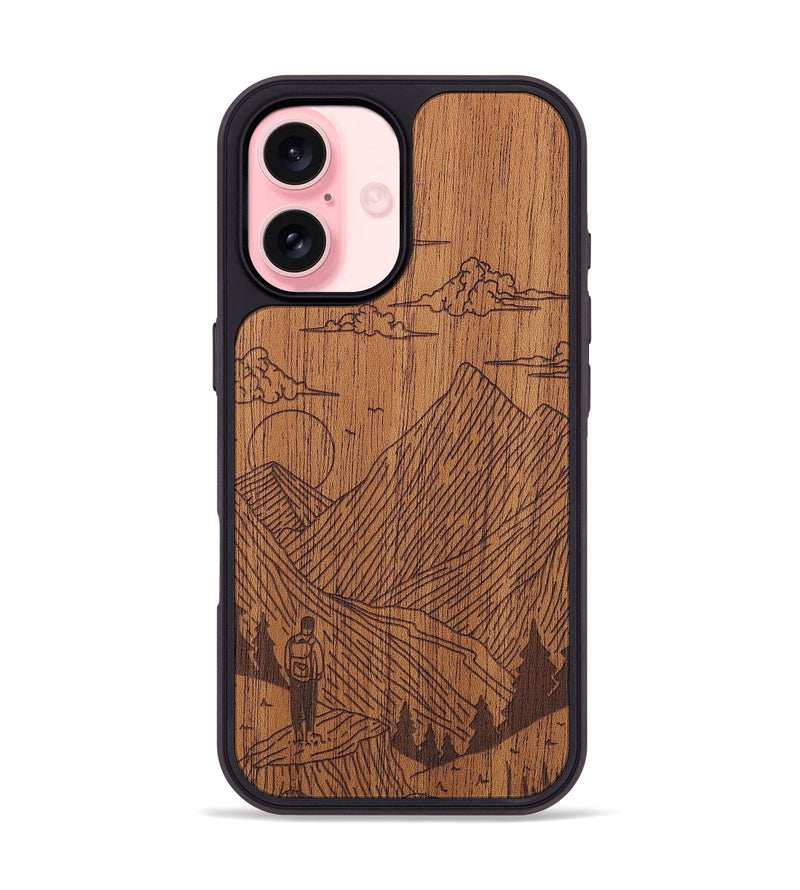 iPhone 16 Wood+Resin Phone Case - Roaming - Mahogany (Curated)