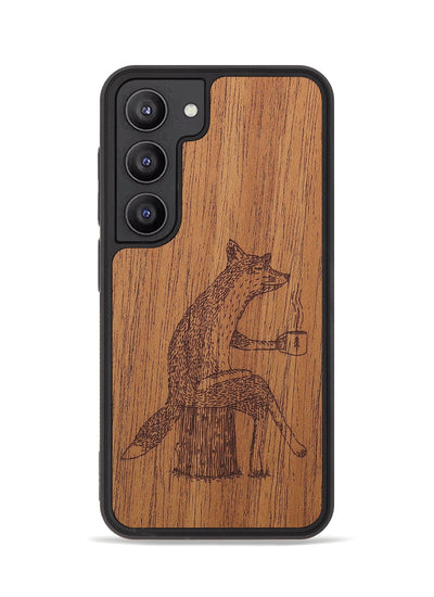 Galaxy S23 Wood+Resin Phone Case - Fox - Mahogany (Curated)