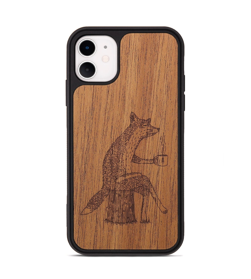 iPhone 11 Wood+Resin Phone Case - Fox - Mahogany (Curated)