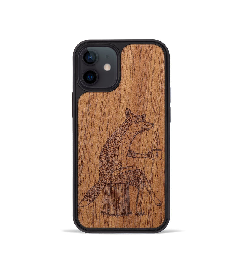 iPhone 12 mini Wood+Resin Phone Case - Fox - Mahogany (Curated)