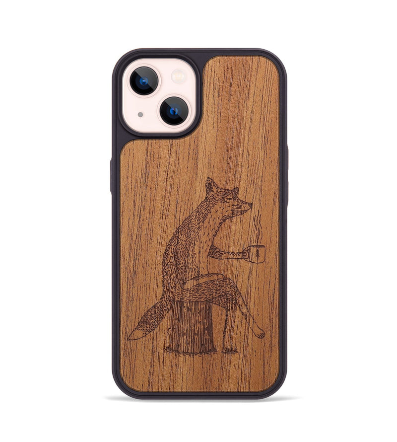 iPhone 14 Wood+Resin Phone Case - Fox - Mahogany (Curated)