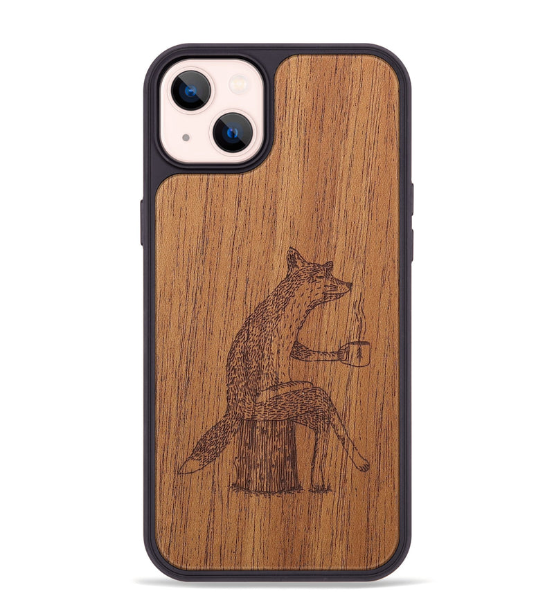 iPhone 14 Plus Wood+Resin Phone Case - Fox - Mahogany (Curated)