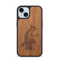 iPhone 15 Wood+Resin Phone Case - Fox - Mahogany (Curated)