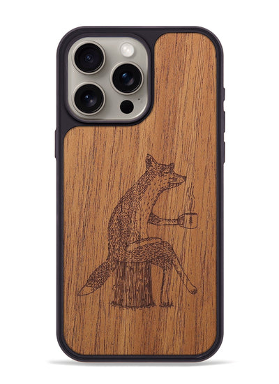 iPhone 15 Pro Max Wood+Resin Phone Case - Fox - Mahogany (Curated)