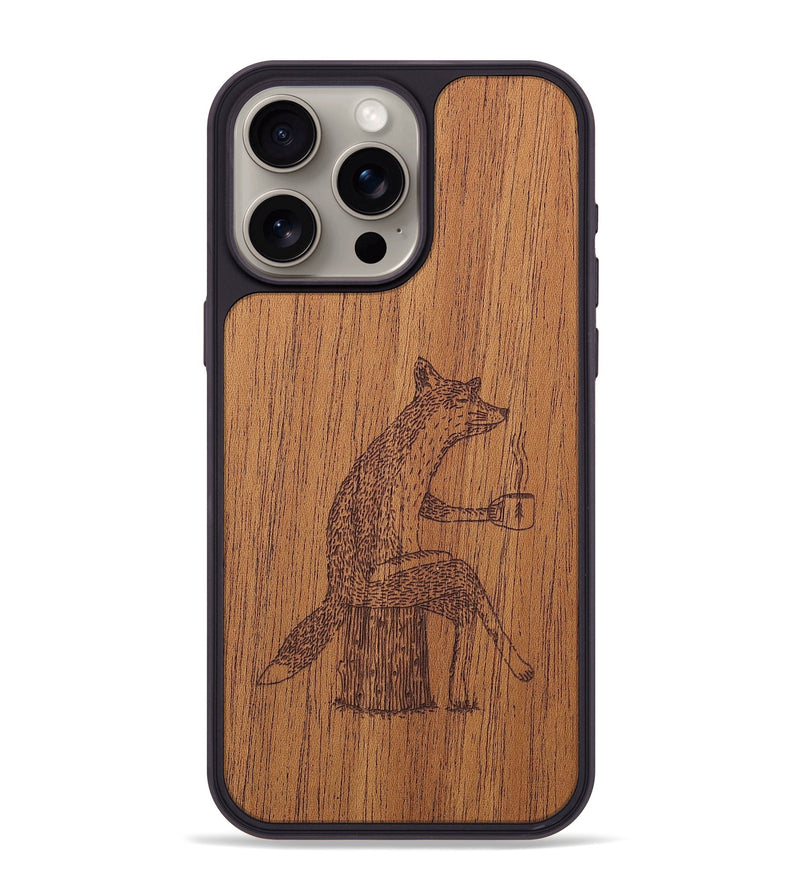 iPhone 15 Pro Max Wood+Resin Phone Case - Fox - Mahogany (Curated)