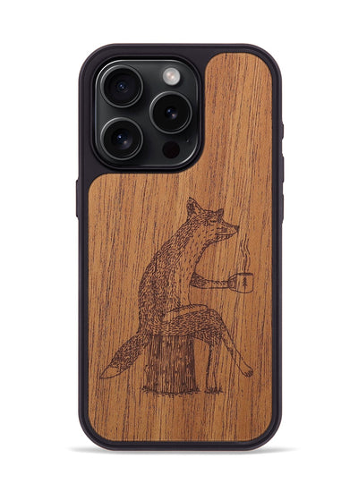 iPhone 15 Pro Wood+Resin Phone Case - Fox - Mahogany (Curated)