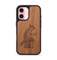 iPhone 16 Wood+Resin Phone Case - Fox - Mahogany (Curated)