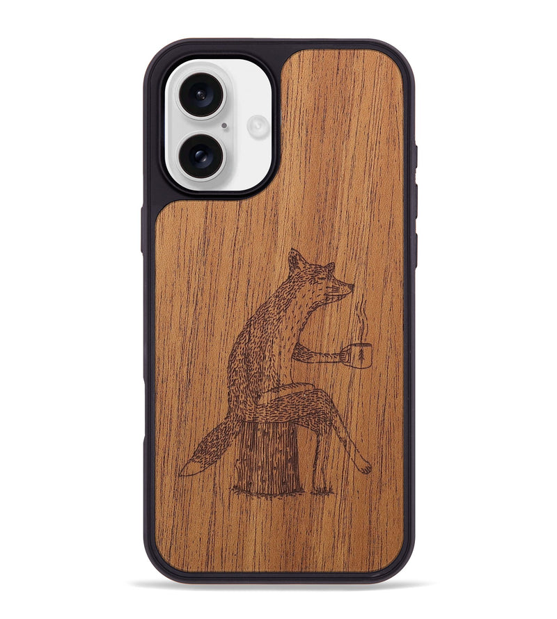 iPhone 16 Plus Wood+Resin Phone Case - Fox - Mahogany (Curated)