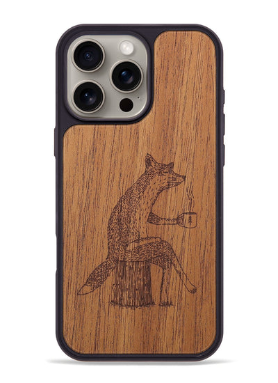 iPhone 16 Pro Max Wood+Resin Phone Case - Fox - Mahogany (Curated)