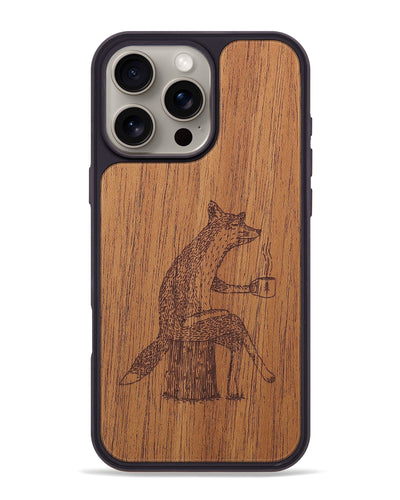 iPhone 16 Pro Max Wood+Resin Phone Case - Fox - Mahogany (Curated)