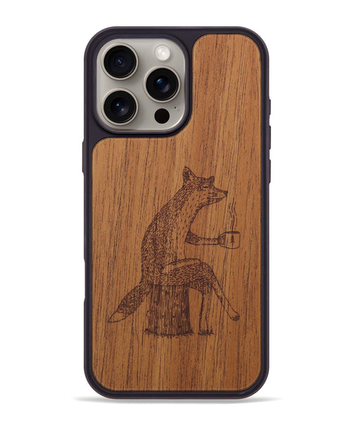 iPhone 16 Pro Max Wood Phone Case - Fox - Mahogany (Curated)