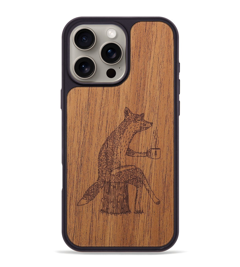 iPhone 16 Pro Max Wood+Resin Phone Case - Fox - Mahogany (Curated)