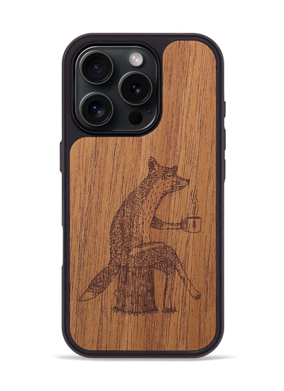 iPhone 16 Pro Wood+Resin Phone Case - Fox - Mahogany (Curated)