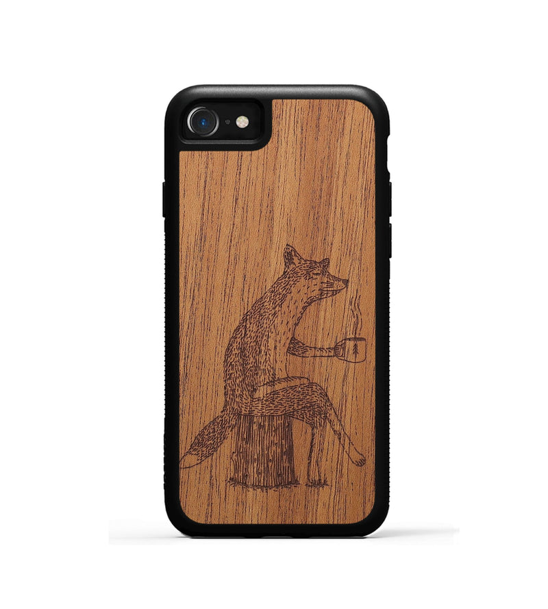 iPhone SE Wood+Resin Phone Case - Fox - Mahogany (Curated)