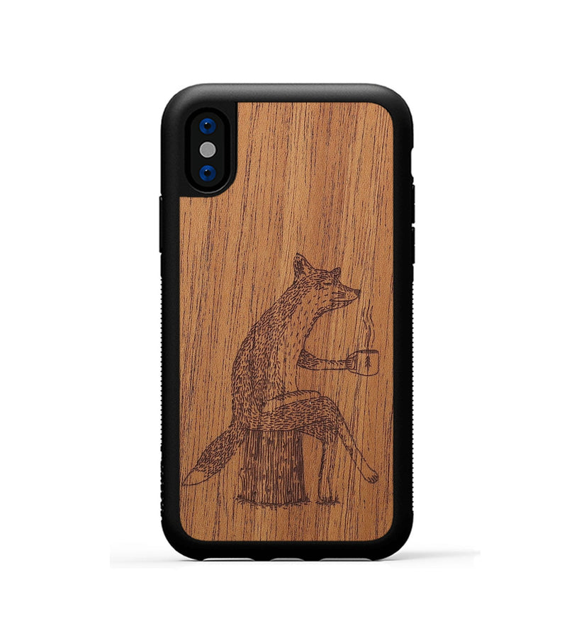 iPhone Xs Wood+Resin Phone Case - Fox - Mahogany (Curated)