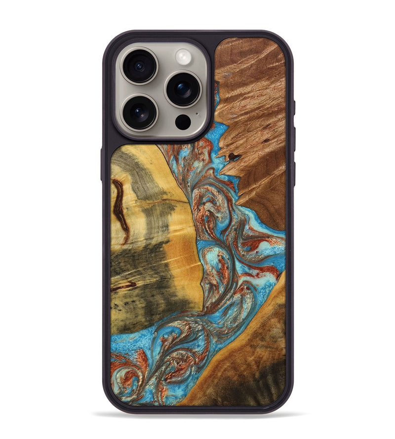 iPhone 15 Pro Max Wood+Resin Phone Case - Tina (Mosaic, 706299)