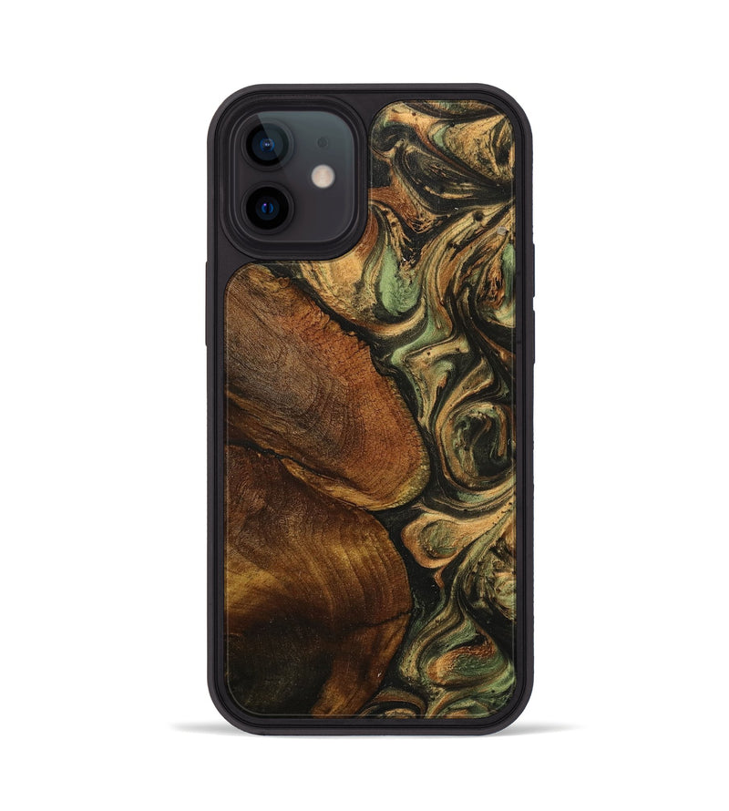 iPhone 12 Wood+Resin Phone Case - Jayla (Green, 706341)