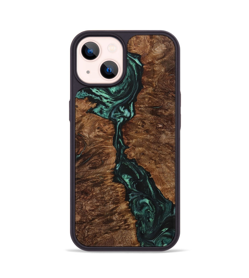 iPhone 14 Wood+Resin Phone Case - Shaniqua (Green, 706352)