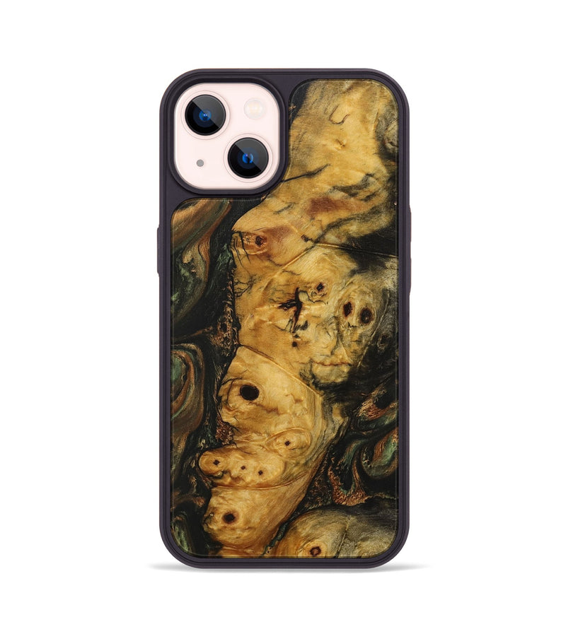 iPhone 14 Wood+Resin Phone Case - Marissa (Green, 706359)